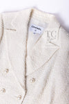 CHANEL 19C Ivory LA PAUSA Buttons Double Jacket 36 38 シャネル アイボリー ラ パウザ ロゴ ボタン ダブル ジャケット 即発