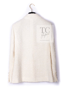 CHANEL 19C Ivory LA PAUSA Buttons Double Jacket 36 38 シャネル アイボリー ラ パウザ ロゴ ボタン ダブル ジャケット 即発
