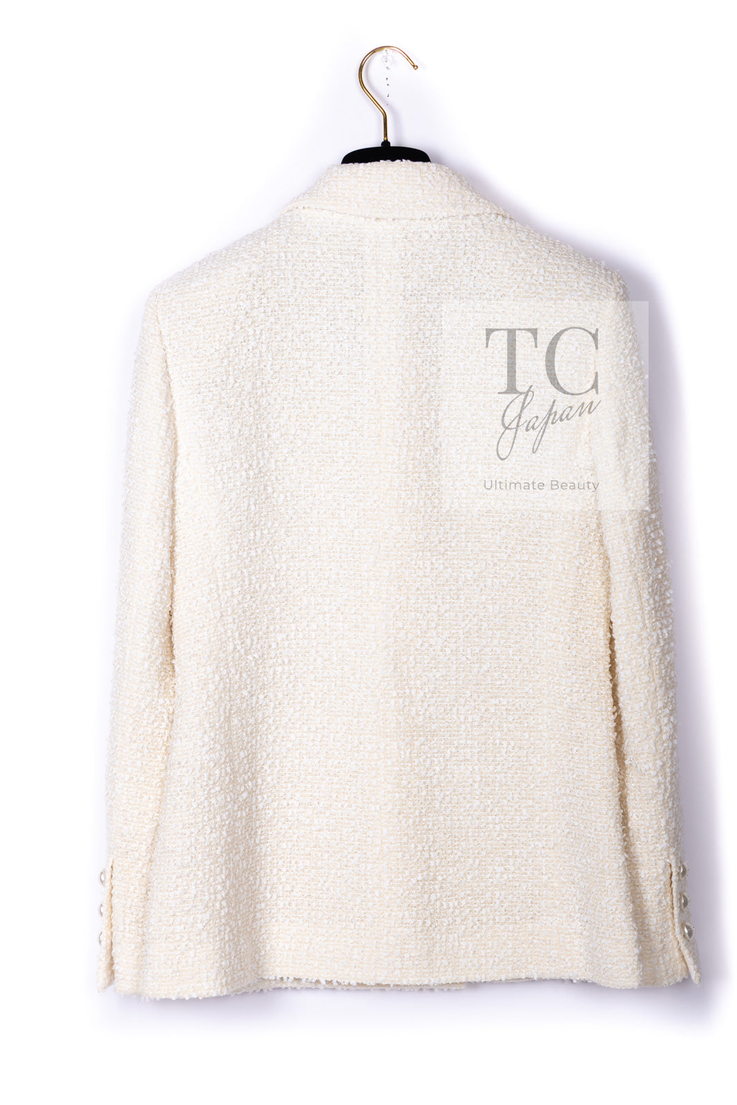 CHANEL 19C Ivory LA PAUSA Buttons Double Jacket 36 38 シャネル アイボリー ラ パウザ ロゴ ボタン ダブル ジャケット 即発