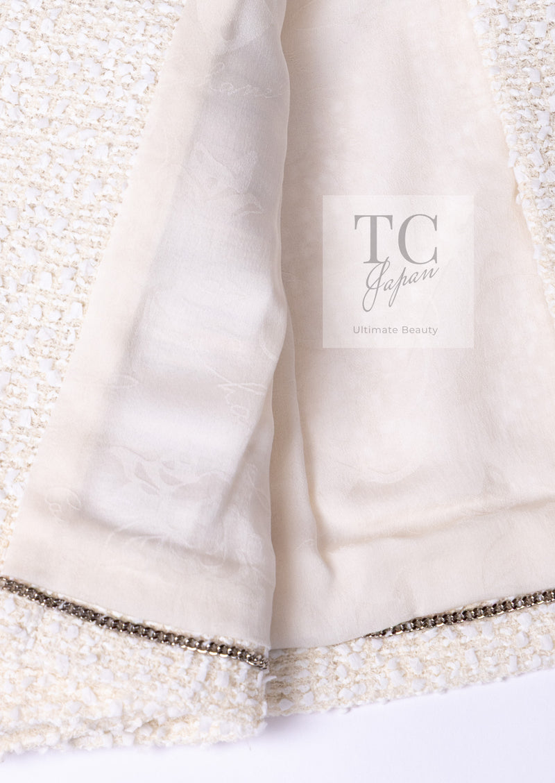 CHANEL 19C Ivory LA PAUSA Buttons Double Jacket 36 38 シャネル アイボリー ラ パウザ ロゴ ボタン ダブル ジャケット 即発