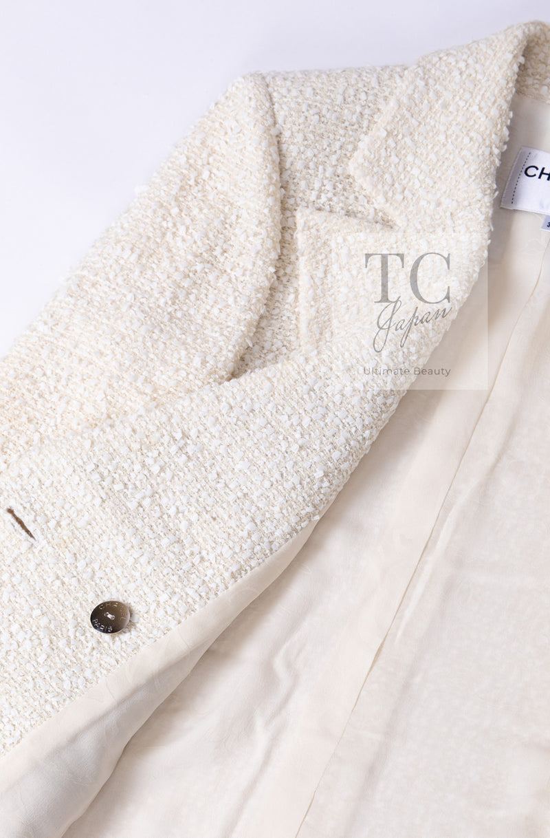 CHANEL 19C Ivory LA PAUSA Buttons Double Jacket 36 38 シャネル アイボリー ラ パウザ ロゴ ボタン ダブル ジャケット 即発