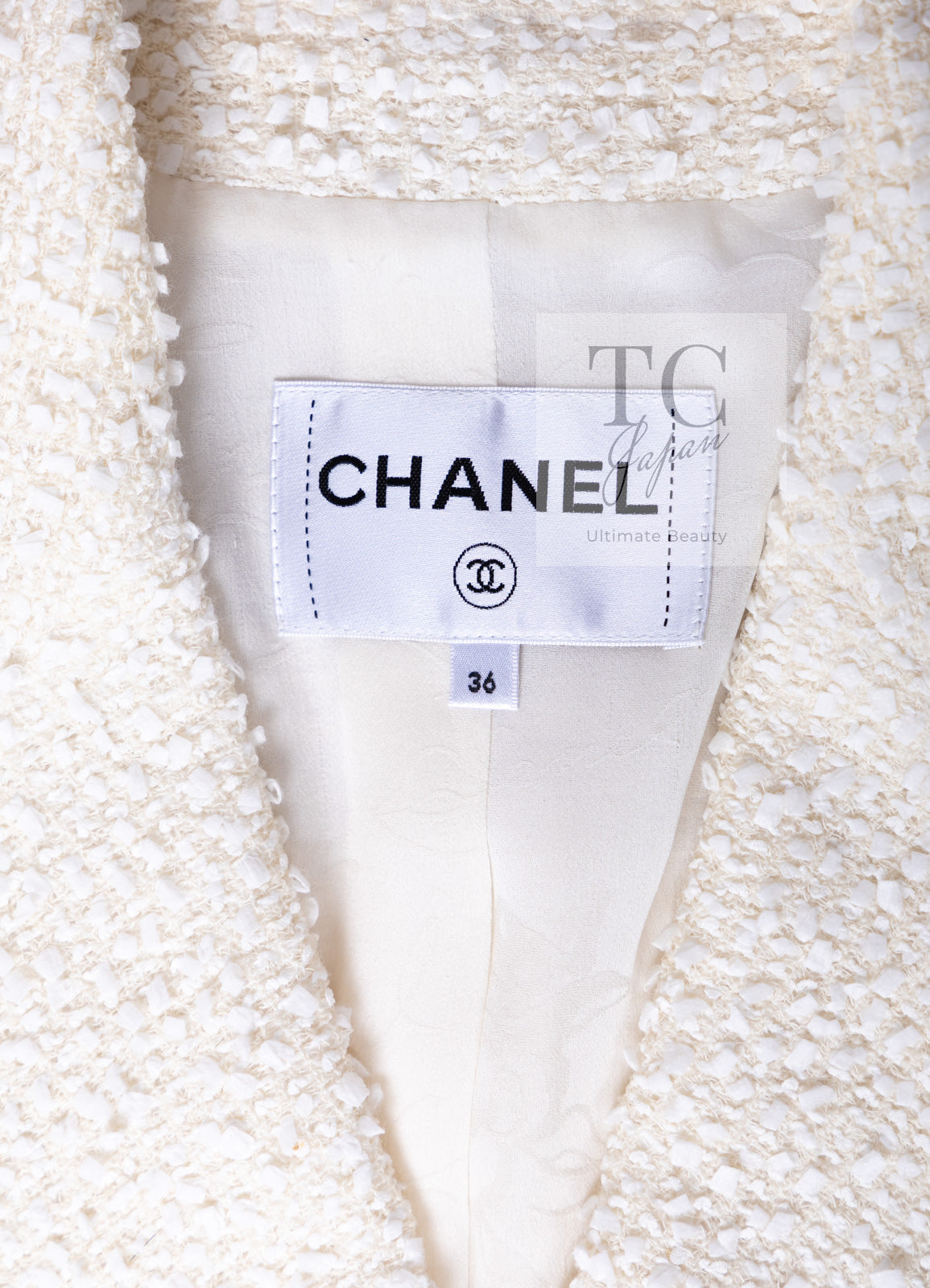 CHANEL 19C Ivory LA PAUSA Buttons Double Jacket 36 38 シャネル アイボリー ラ パウザ ロゴ ボタン ダブル ジャケット 即発