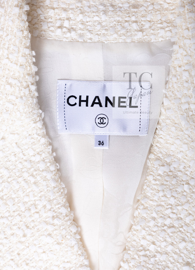 CHANEL 19C Ivory LA PAUSA Buttons Double Jacket 36 38 シャネル アイボリー ラ パウザ ロゴ ボタン ダブル ジャケット 即発