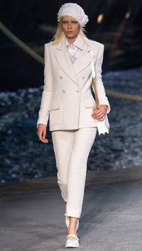 CHANEL 19C Ivory LA PAUSA Buttons Double Jacket 36 38 シャネル アイボリー ラ パウザ ロゴ ボタン ダブル ジャケット 即発