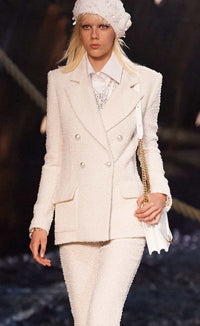 CHANEL 19C Ivory LA PAUSA Buttons Double Jacket 36 38 シャネル アイボリー ラ パウザ ロゴ ボタン ダブル ジャケット 即発