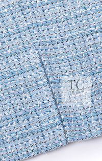 CHANEL 19C Light Blue LA PAUSA Buttons Tweed Jacket 40 シャネル ライト ブルー ラ パウザ ボタン ツイード ジャケット 即発