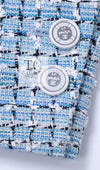 CHANEL 19C Light Blue LA PAUSA Buttons Tweed Jacket 40 シャネル ライト ブルー ラ パウザ ボタン ツイード ジャケット 即発