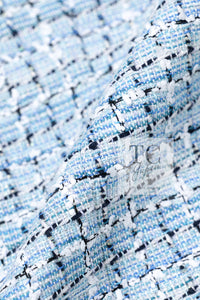 CHANEL 19C Light Blue LA PAUSA Buttons Tweed Jacket 40 シャネル ライト ブルー ラ パウザ ボタン ツイード ジャケット 即発