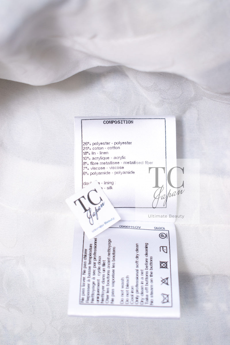 CHANEL 19C Light Blue LA PAUSA Buttons Tweed Jacket 40 シャネル ライト ブルー ラ パウザ ボタン ツイード ジャケット 即発