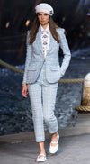 CHANEL 19C Light Blue LA PAUSA Buttons Tweed Jacket 40 シャネル ライト ブルー ラ パウザ ボタン ツイード ジャケット 即発