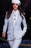 CHANEL 19C Light Blue LA PAUSA Buttons Tweed Jacket 40 シャネル ライト ブルー ラ パウザ ボタン ツイード ジャケット 即発