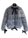 CHANEL 17B Light Grey Black Bow Logo Down Coat Jacket 34 36 シャネル ライトグレー ブラック リボン ロゴ ダウン ジャケット コート 即発