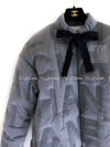 CHANEL 17B Light Grey Black Bow Logo Down Coat Jacket 34 36 シャネル ライトグレー ブラック リボン ロゴ ダウン ジャケット コート 即発