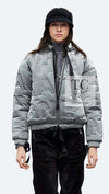 CHANEL 17B Light Grey Black Bow Logo Down Coat Jacket 34 36 38 40 シャネル ライトグレー ブラック リボン ロゴ ダウン ジャケット コート 即発