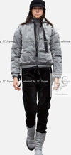 CHANEL 17B Light Grey Black Bow Logo Down Coat Jacket 34 36 38 40 シャネル ライトグレー ブラック リボン ロゴ ダウン ジャケット コート 即発