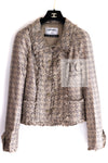 CHANEL 05PF Beige Waffle Trim Silk Jacket 38 シャネル ベージュ ワッフル トリム シルク ジャケット 即発