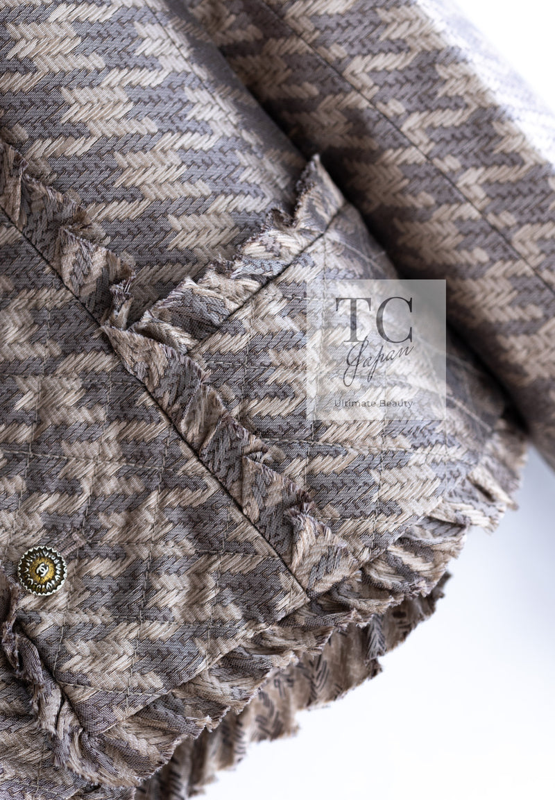 CHANEL 05PF Beige Waffle Trim Silk Jacket 38 シャネル ベージュ ワッフル トリム シルク ジャケット 即発