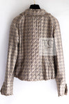 CHANEL 05PF Beige Waffle Trim Silk Jacket 38 シャネル ベージュ ワッフル トリム シルク ジャケット 即発