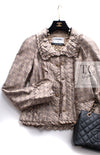 CHANEL 05PF Beige Waffle Trim Silk Jacket 38 シャネル ベージュ ワッフル トリム シルク ジャケット 即発