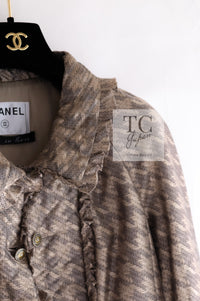 CHANEL 05PF Beige Waffle Trim Silk Jacket 38 シャネル ベージュ ワッフル トリム シルク ジャケット 即発