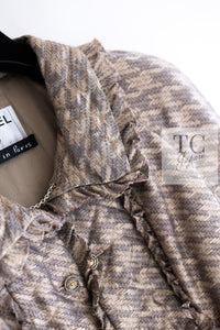 CHANEL 05PF Beige Waffle Trim Silk Jacket 38 シャネル ベージュ ワッフル トリム シルク ジャケット 即発