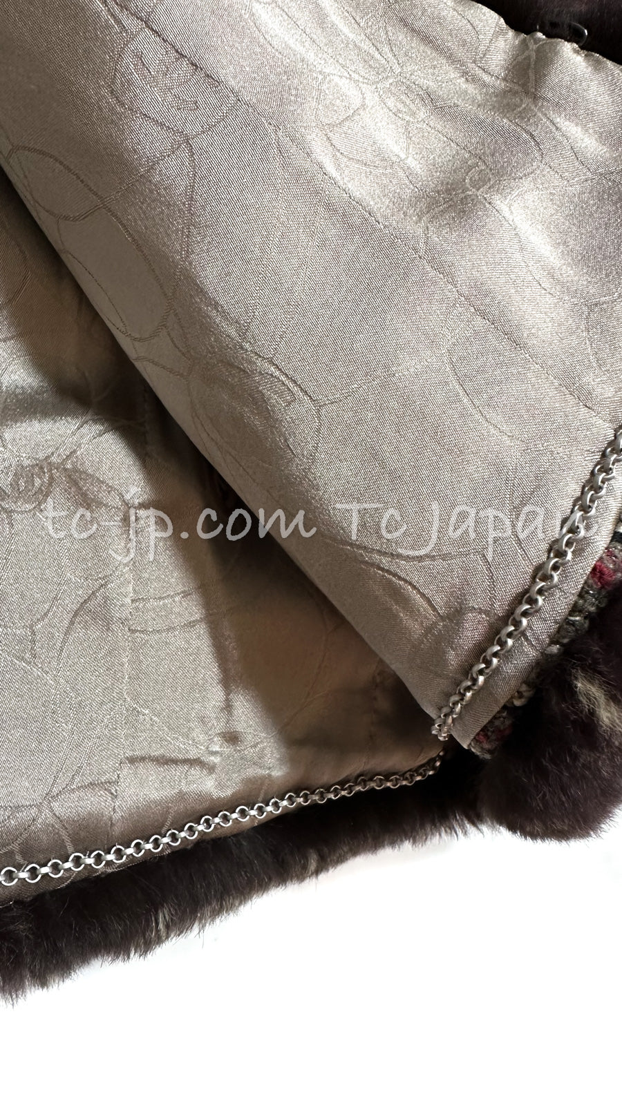 CHANEL 05A Rabbit Fur Trim Raspberry Brown Tweed Jacket Skirt Suit 38 シャネル ラビット・ファートリム・ラズベリー・ブラウン・ツイード・ジャケット・スカート・スーツ 即発