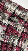 CHANEL 05A Rabbit Fur Trim Raspberry Brown Tweed Jacket Skirt Suit 38 シャネル ラビット・ファートリム・ラズベリー・ブラウン・ツイード・ジャケット・スカート・スーツ 即発