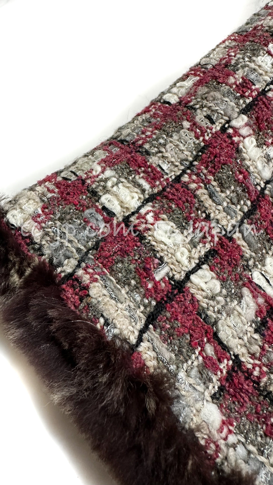 CHANEL 05A Rabbit Fur Trim Raspberry Brown Tweed Jacket Skirt Suit 38 シャネル ラビット・ファートリム・ラズベリー・ブラウン・ツイード・ジャケット・スカート・スーツ 即発