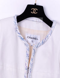 CHANEL 18S White Blue Trim Zipup Cotton Jacket 38 シャネル ホワイト ブルー トリム ジップアップ コットン ジャケット 即発