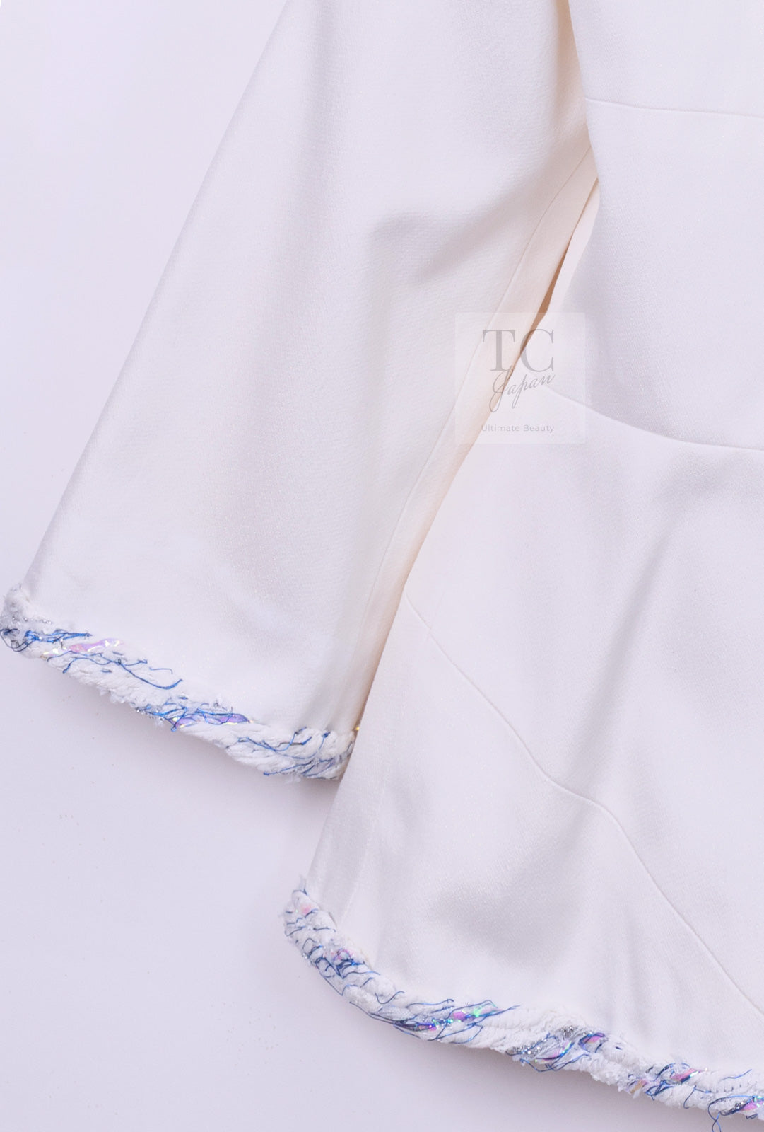 CHANEL 18S White Blue Trim Zipup Cotton Jacket 38 シャネル ホワイト ブルー トリム ジップアップ コットン ジャケット 即発
