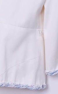 CHANEL 18S White Blue Trim Zipup Cotton Jacket 38 シャネル ホワイト ブルー トリム ジップアップ コットン ジャケット 即発