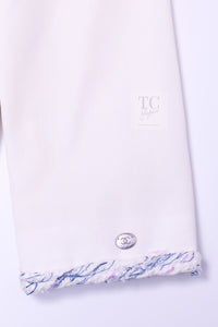 CHANEL 18S White Blue Trim Zipup Cotton Jacket 38 シャネル ホワイト ブルー トリム ジップアップ コットン ジャケット 即発