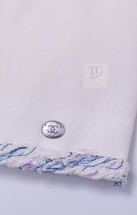 CHANEL 18S White Blue Trim Zipup Cotton Jacket 38 シャネル ホワイト ブルー トリム ジップアップ コットン ジャケット 即発