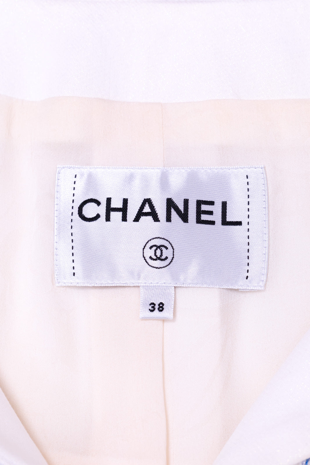 CHANEL 18S White Blue Trim Zipup Cotton Jacket 38 シャネル ホワイト ブルー トリム ジップアップ コットン ジャケット 即発