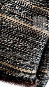 CHANEL 05A Black Charcoal Gray Rabbit Fur Trim Jacket Skirt Suit 38 42 シャネル ブラック チャコール グレー ラビット ファー トリム ツイード ジャケット スカート スーツ 即発