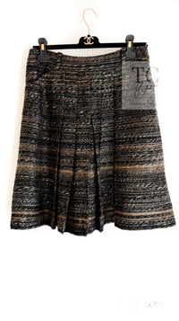 CHANEL 05A Black Charcoal Gray Wool Silk Mohair Tweed Skirt 42 シャネル ブラック チャコール グレー ウール シルク モヘア ツイード スカート 即発