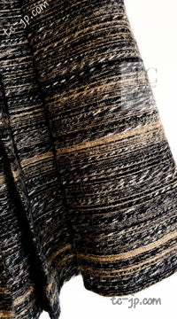 CHANEL 05A Black Charcoal Gray Wool Silk Mohair Tweed Skirt 42 シャネル ブラック チャコール グレー ウール シルク モヘア ツイード スカート 即発