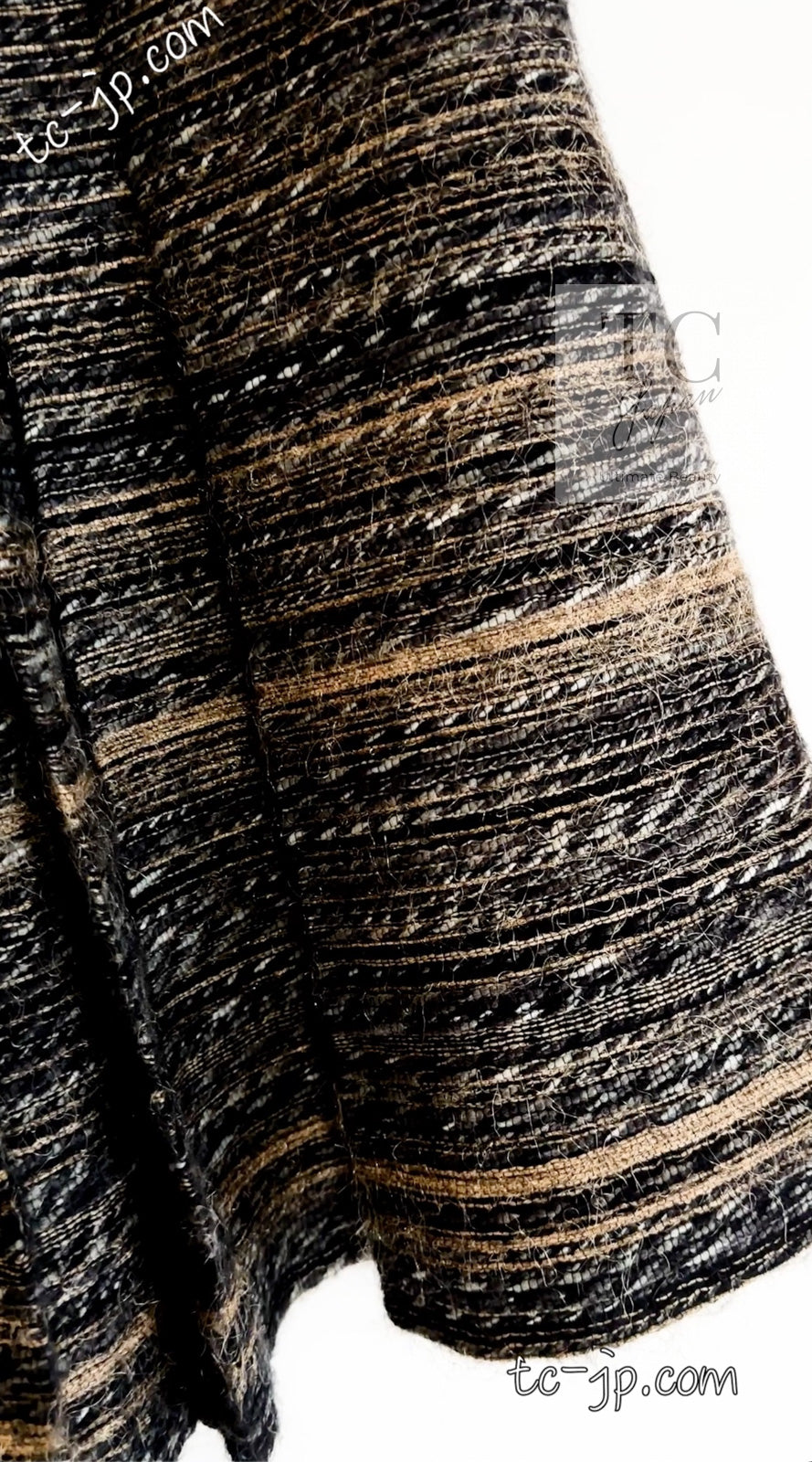 CHANEL 05A Black Charcoal Gray Wool Silk Mohair Tweed Skirt 42 シャネル ブラック チャコール グレー ウール シルク モヘア ツイード スカート 即発