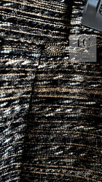 CHANEL 05A Black Charcoal Gray Wool Silk Mohair Tweed Skirt 42 シャネル ブラック チャコール グレー ウール シルク モヘア ツイード スカート 即発