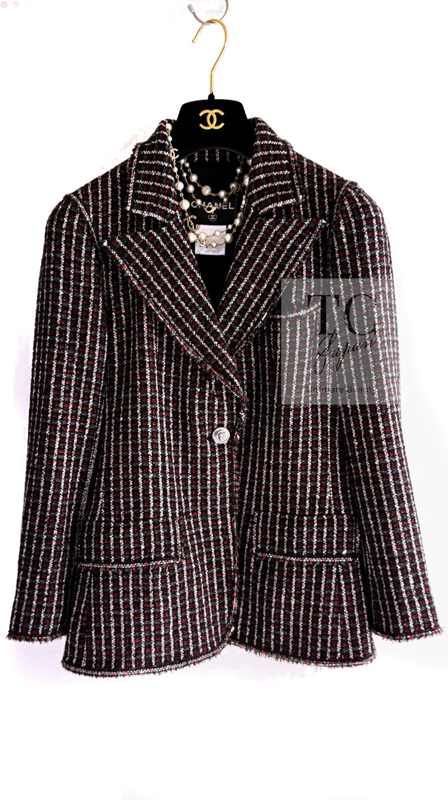 Chanel ブラックジャケット ストライプ付き シャネル CHANEL 全商品｜ジャケット ワンピース スーツ コート