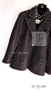 CHANEL 08A Red Black Gray Stripe Wool Cashemre Silk Angora Jacket 36 シャネル レッド ブラック グレー ストライプ ウール カシミア シルク アンゴラ ジャケット 即発