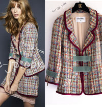 CHANEL 17S Multicolor Tweed Zipper Jacket with Plum Trim & Velcro Accent 38 シャネル マルチカラー プラムトリム ツイード ジッパー ジャケット マジックテープ 装飾 即発 - TC JAPAN