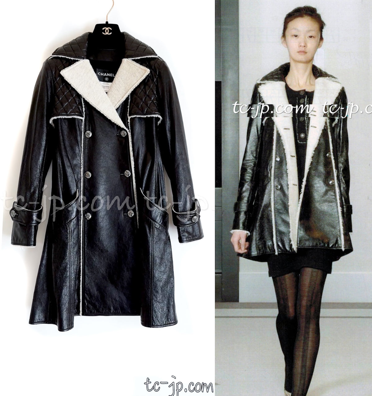 CHANEL 11A Black Matelasse Lambskin Leather Double Coat 36 シャネル ブラック マトラッセ ラムスキン レザー ダブル コート 即発
