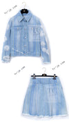 CHANEL 18S Light Blue Cotton Wash Denim Camellia Jacket Skirt Suit Set Up 36 38 シャネル ライト ブルー コットン デニム ウォッシュ カメリア ジャケット スカート スーツ セット アップ 即発