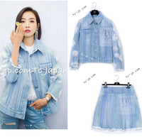 CHANEL 18S Light Blue Cotton Wash Denim Camellia Jacket Skirt Suit Set Up 36 38 シャネル ライト ブルー コットン デニム ウォッシュ カメリア ジャケット スカート スーツ セット アップ 即発