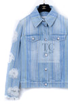 CHANEL 18S Light Blue Cotton Wash Denim Camellia Jacket Skirt Suit Set Up 36 38 シャネル ライト ブルー コットン デニム ウォッシュ カメリア ジャケット スカート スーツ セット アップ 即発