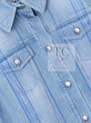 CHANEL 18S Light Blue Cotton Wash Denim Camellia Jacket Skirt Suit Set Up 36 38 シャネル ライト ブルー コットン デニム ウォッシュ カメリア ジャケット スカート スーツ セット アップ 即発