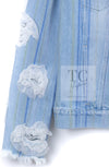 CHANEL 18S Light Blue Cotton Wash Denim Camellia Jacket Skirt Suit Set Up 36 38 シャネル ライト ブルー コットン デニム ウォッシュ カメリア ジャケット スカート スーツ セット アップ 即発