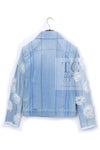 CHANEL 18S Light Blue Cotton Wash Denim Camellia Jacket Skirt Suit Set Up 36 38 シャネル ライト ブルー コットン デニム ウォッシュ カメリア ジャケット スカート スーツ セット アップ 即発
