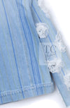 CHANEL 18S Light Blue Cotton Wash Denim Camellia Jacket Skirt Suit Set Up 36 38 シャネル ライト ブルー コットン デニム ウォッシュ カメリア ジャケット スカート スーツ セット アップ 即発